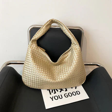 Trendy Woven Shoulder Bag - Ruby