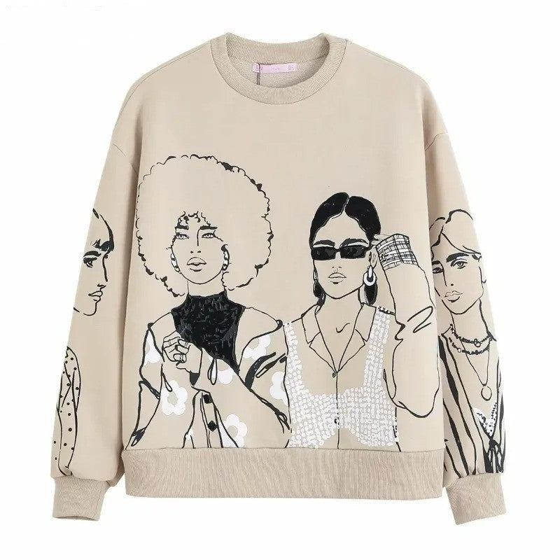 Vidtsiddende sweater med uldmønster – Elise