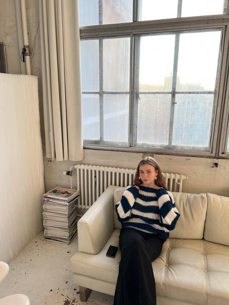 Suéter oversized de mujer tejido y a rayas - Harper