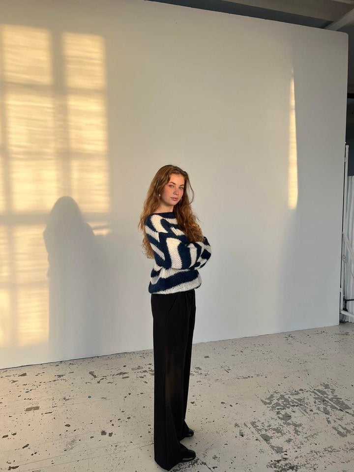 Suéter oversized de mujer tejido y a rayas - Harper