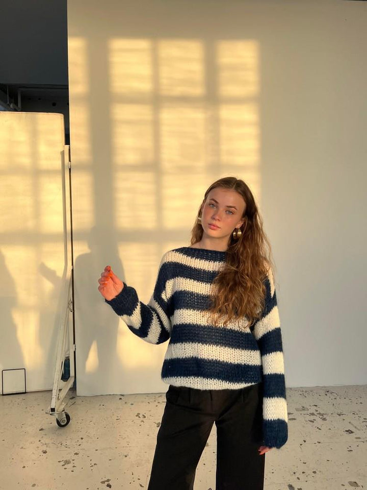 Suéter oversized de mujer tejido y a rayas - Harper