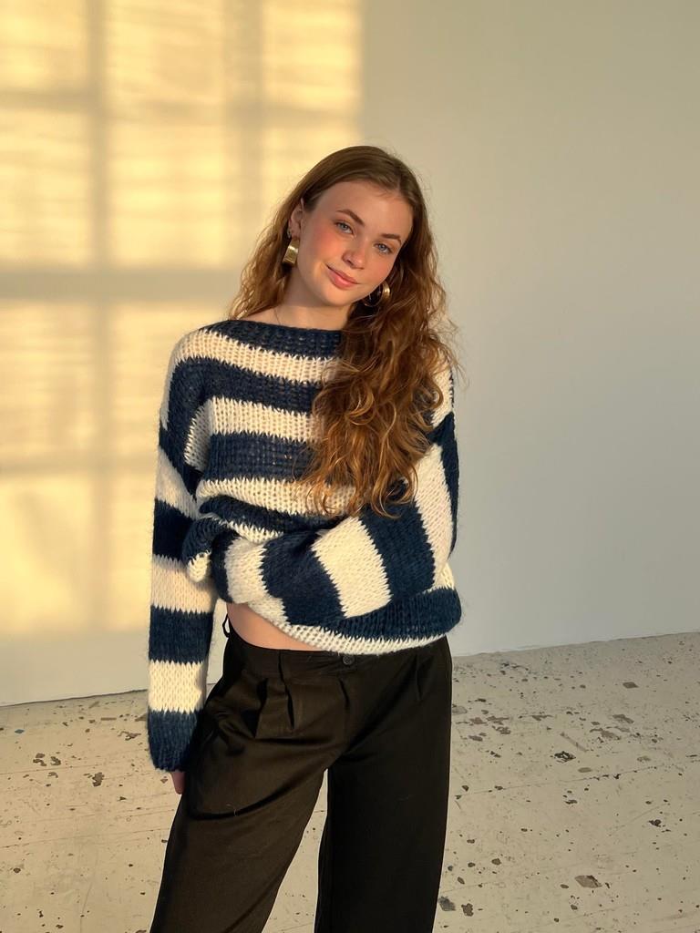 Suéter oversized de mujer tejido y a rayas - Harper