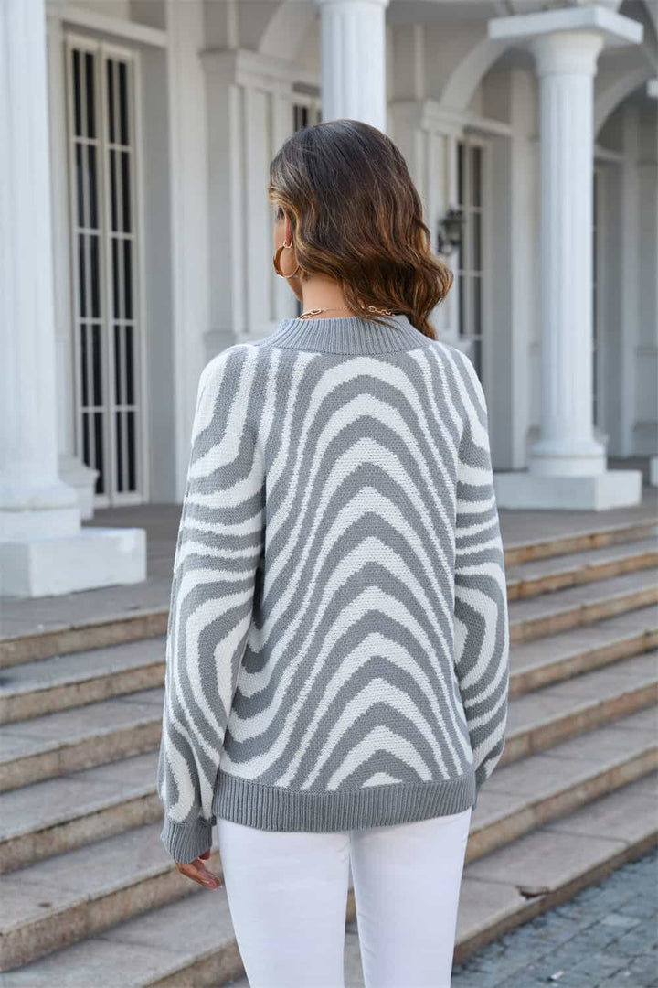Pullover with Crew Neck and Print – Azure