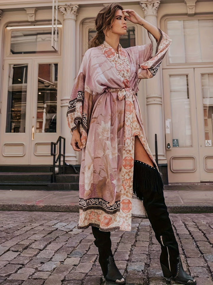 Roter blomsterprint kimono - Isabella