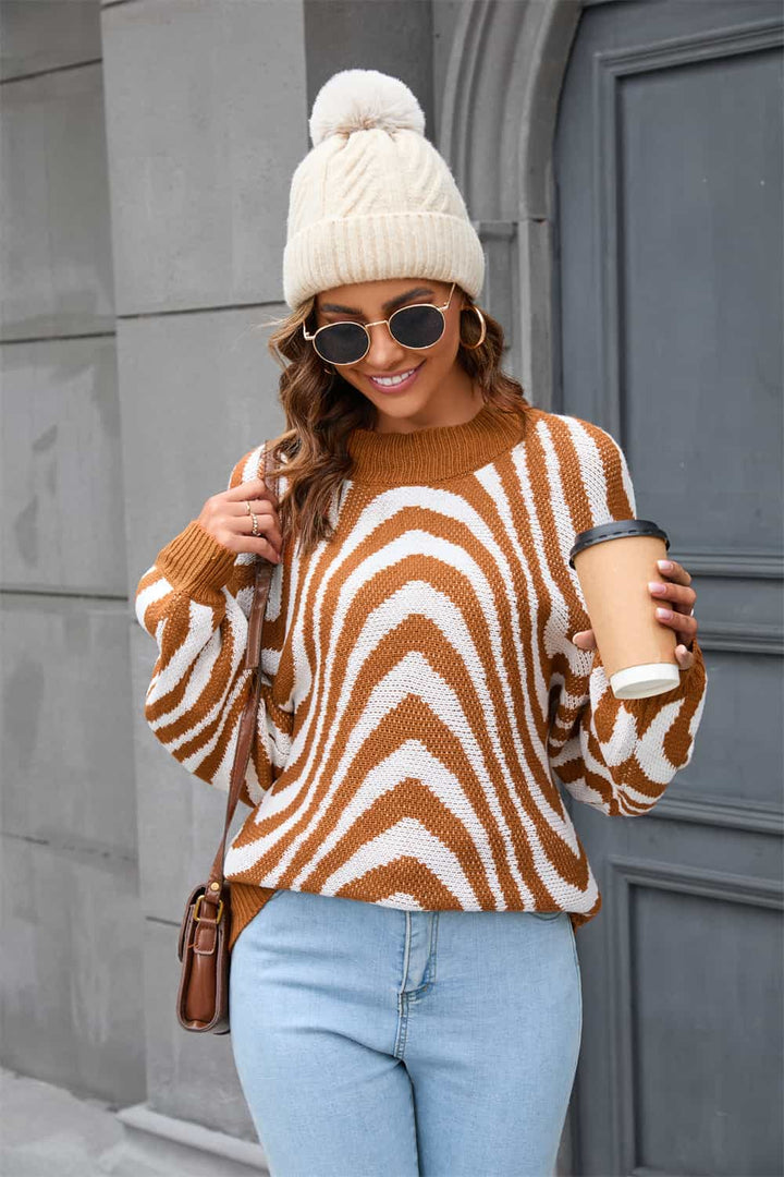 Pullover with Crew Neck and Print – Azure