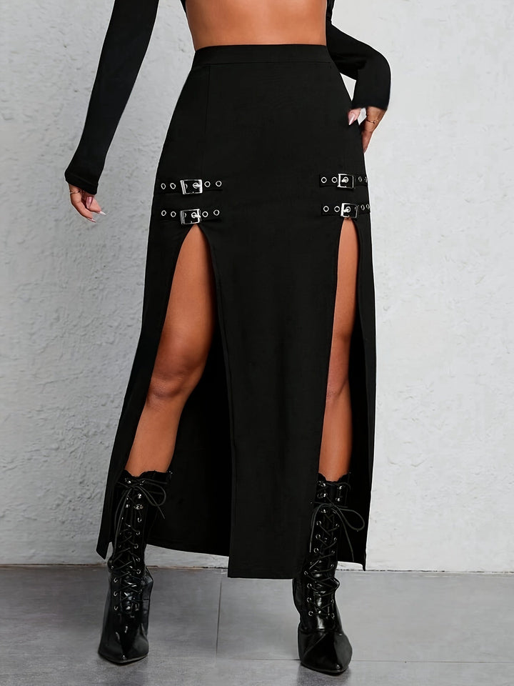 Black High-Waist Skirt with Slit – Sophie