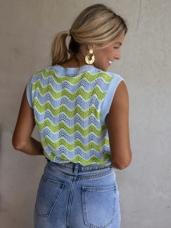 Trendy summer top in knit look - KnitGlow