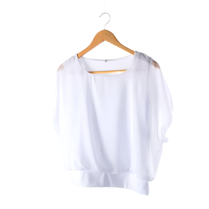 Dame chiffonbluse med flæseærmer – Ariana