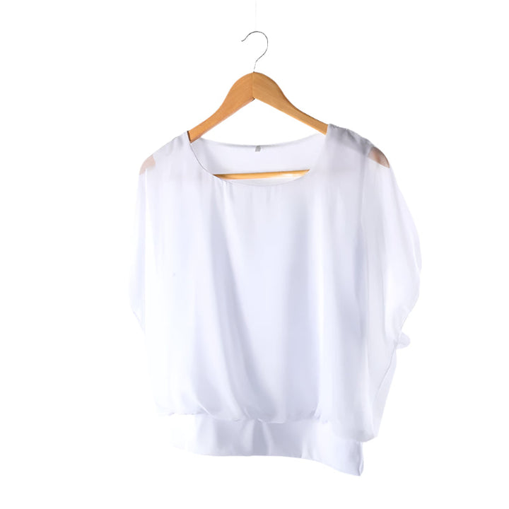 Dame chiffonbluse med flæseærmer – Ariana