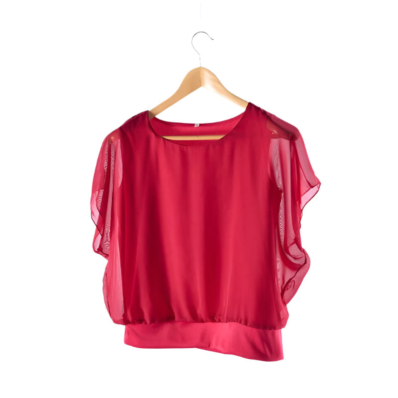 Dame chiffonbluse med flæseærmer – Ariana