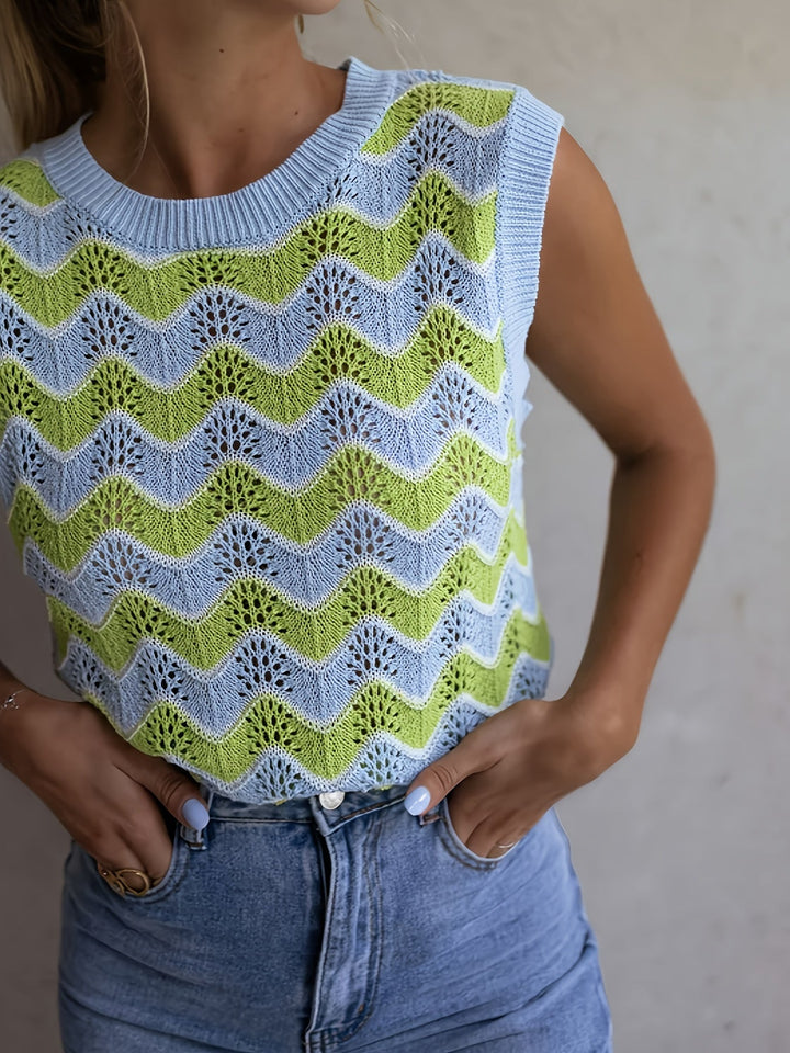 Trendy summer top in knit look - KnitGlow
