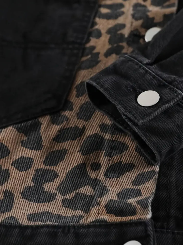 Vildt Chic Leopardmønstret Denimjakke – Leona