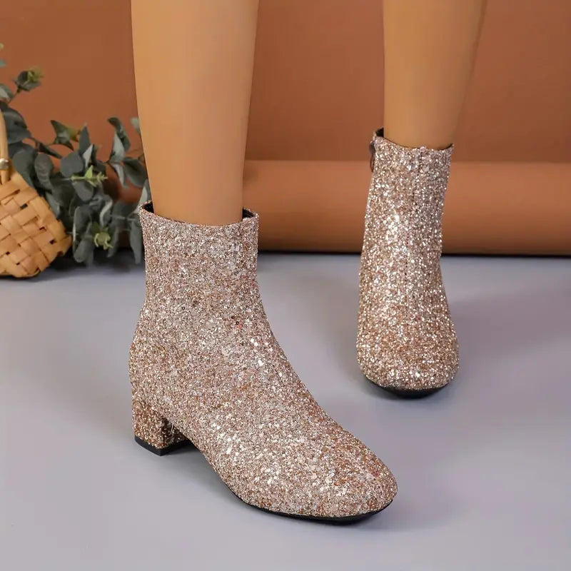 Damen Glitter Stiefeletten mit Absatz – Raelene