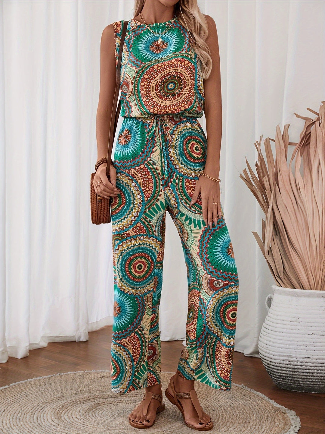 Trendiger Damen Jumpsuit mit Mandala-Print für den Sommer - BohoStrahl