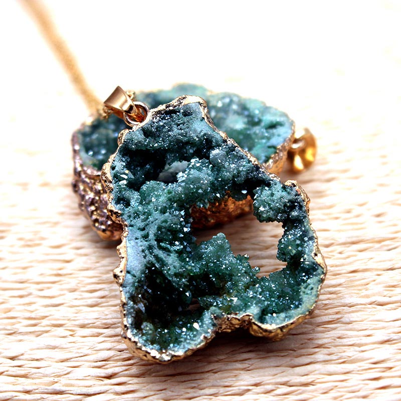 Naturlig krystall-geode anheng – Gaia