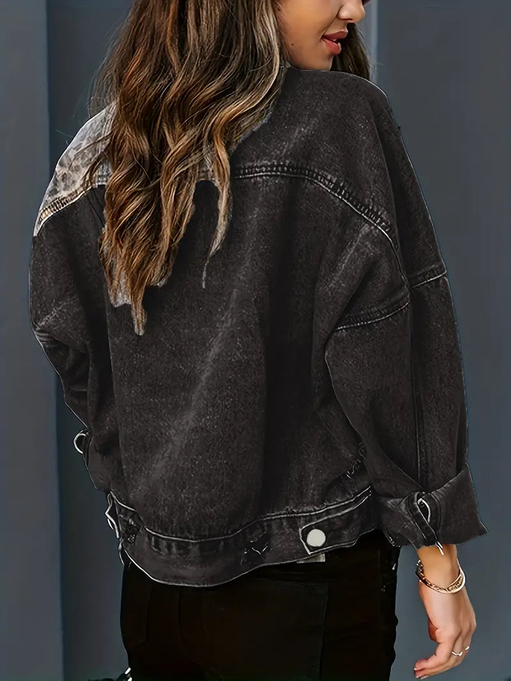 Vildt Chic Leopardmønstret Denimjakke – Leona