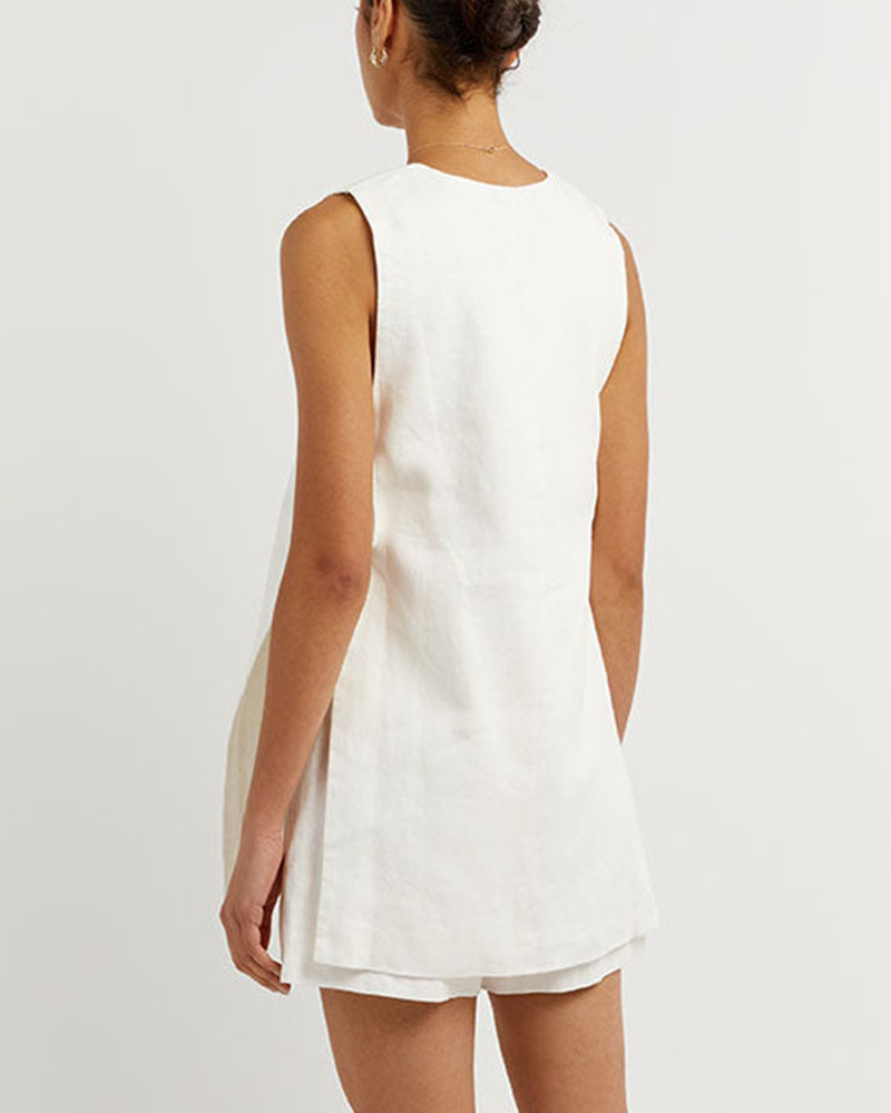 Women's summer set with sleeveless vest and high-waisted shorts – Sylvie