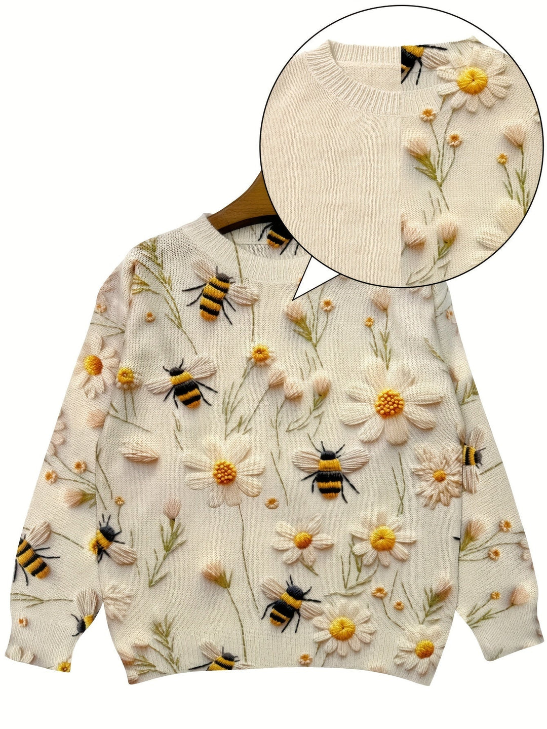 Trendy Women's Sweater with Bee Motif - Sophie