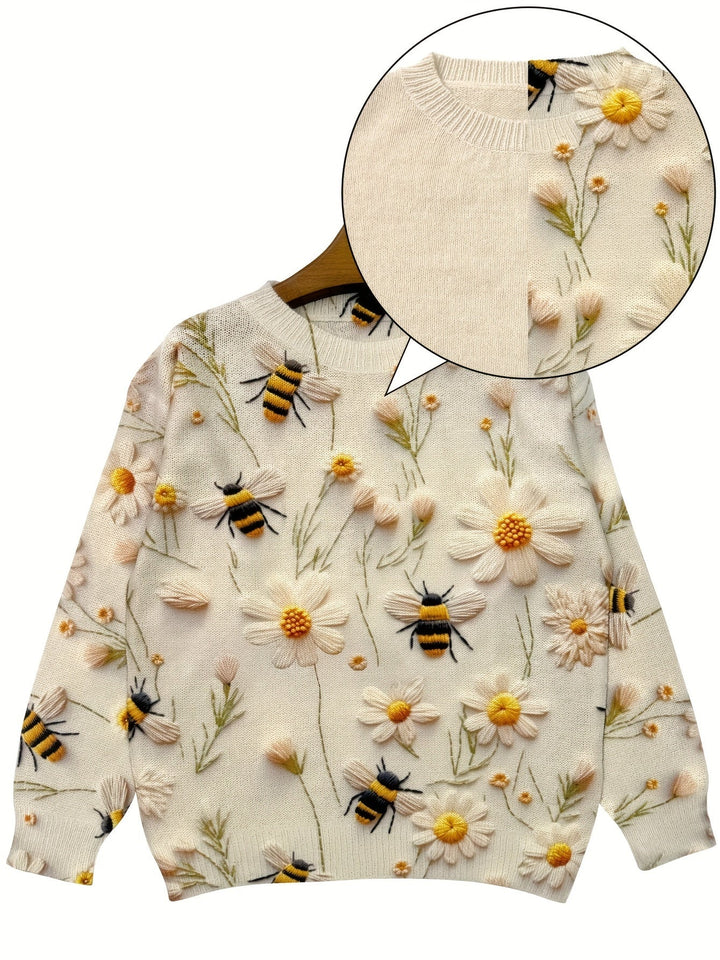 Trendy Women's Sweater with Bee Motif - Sophie