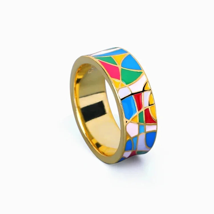 Klassisk emalje-zirkonia-ring – Nadia
