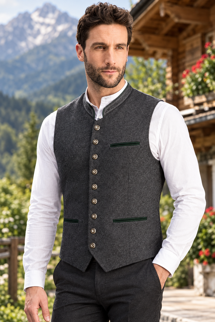 Classic men's vest with stand-up collar – Darius