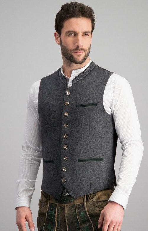 Classic men's vest with stand-up collar – Darius