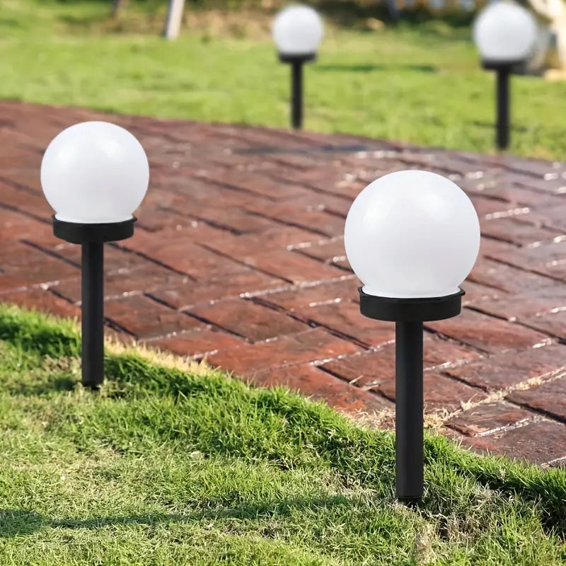 Solarlampen Gartenleuchten Kugelform LED Außenbeleuchtung schwarz-weiß energiesparend.
