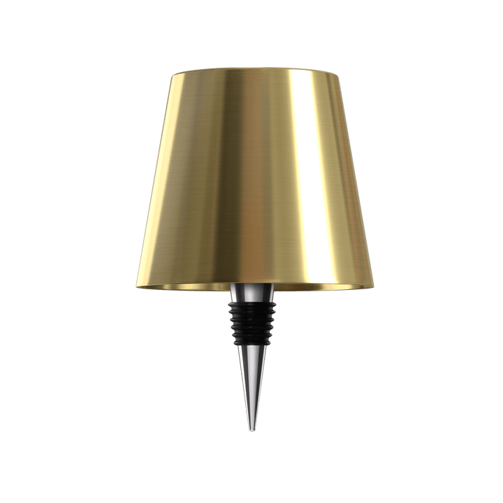 Goldene Flaschenlampe, Metall, modern, dekorativ, LED, für stimmungsvolle Beleuchtung.