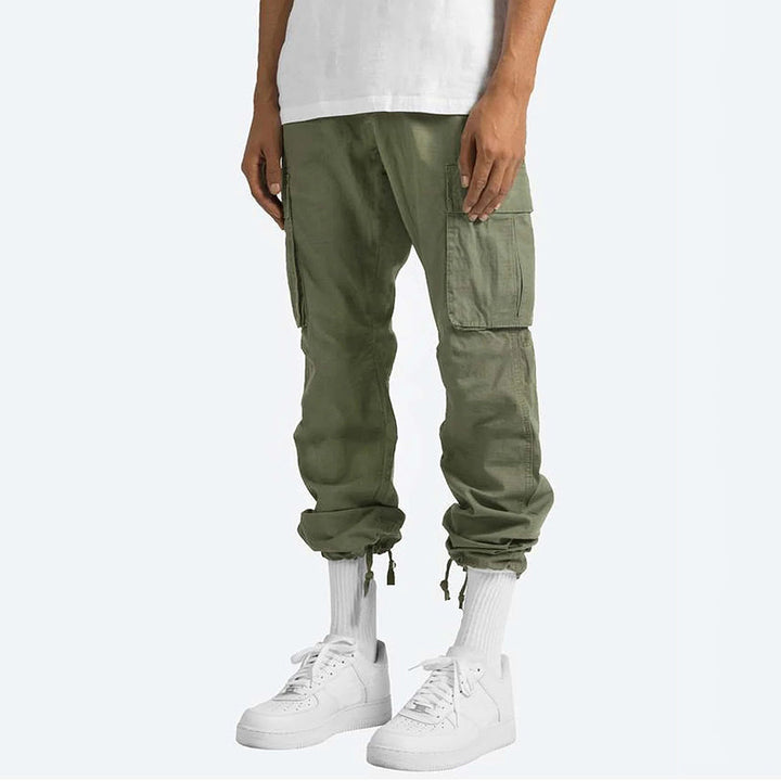 Grüne Cargohose Herren, Baumwolle, Taschen, lässig, modisch, Streetwear, bequem.