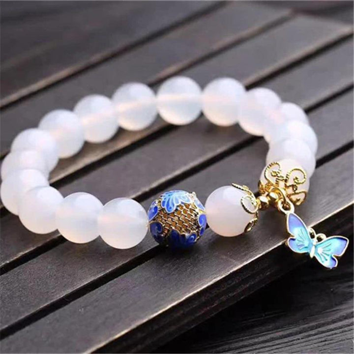 Schmetterling hvit agat armbånd – Evelina