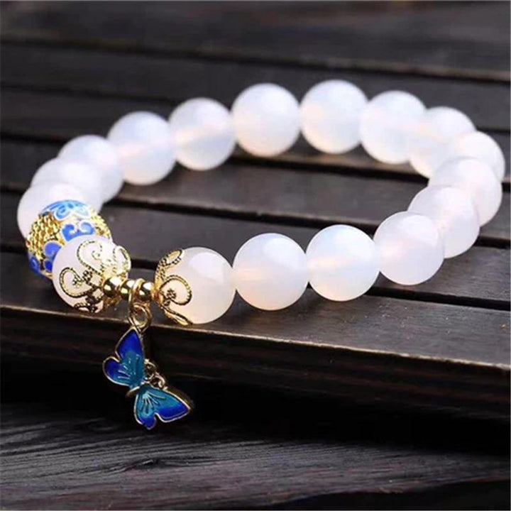 Schmetterling hvit agat armbånd – Evelina