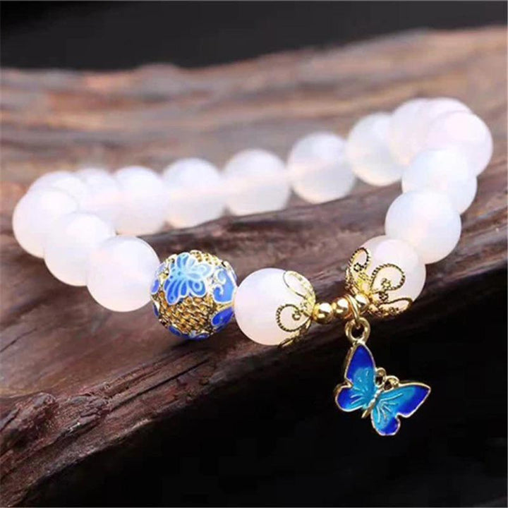 Schmetterling hvit agat armbånd – Evelina