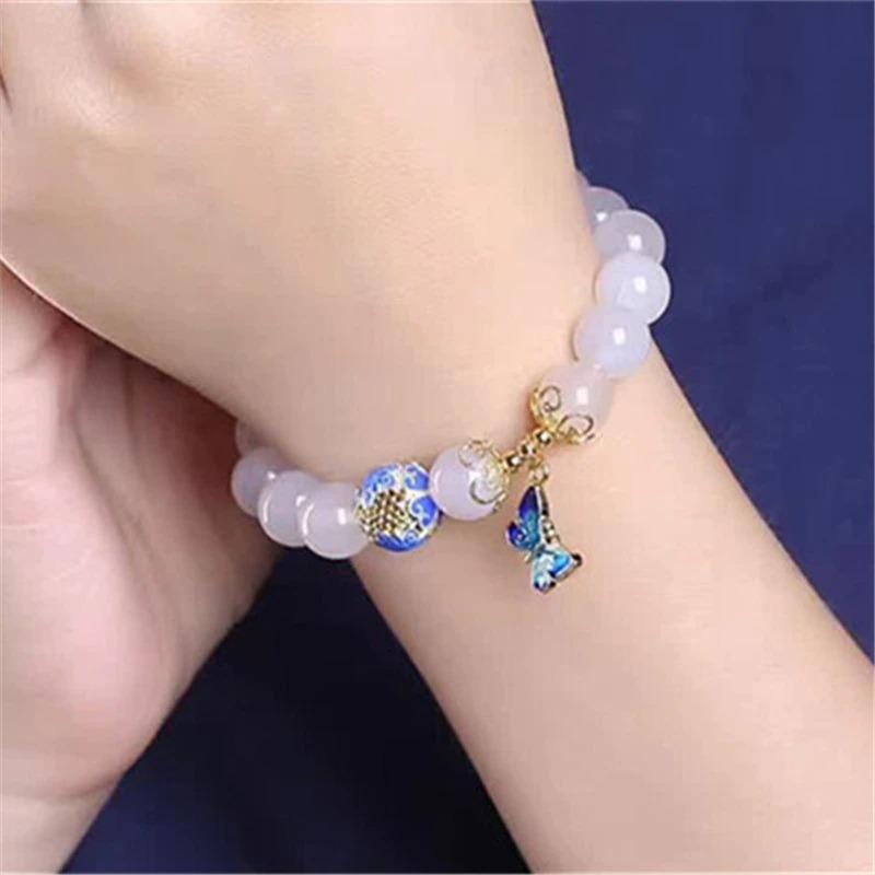 Schmetterling hvit agat armbånd – Evelina