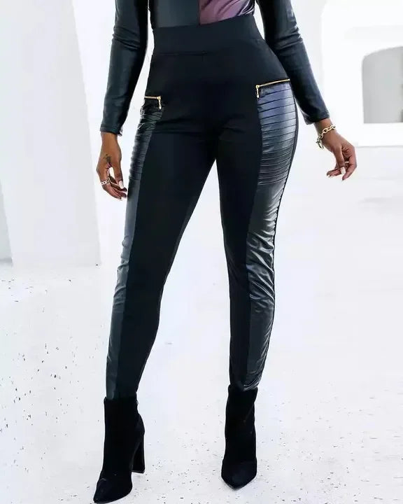 Trendy High-Waist Leather Pants for Women - Romy