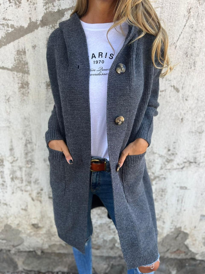 Knitted Long Women's Vest with Hood - Liv