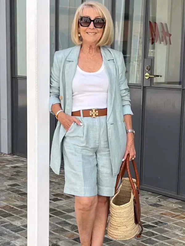 Trendy Damen Leinen Sommeranzug – Camille
