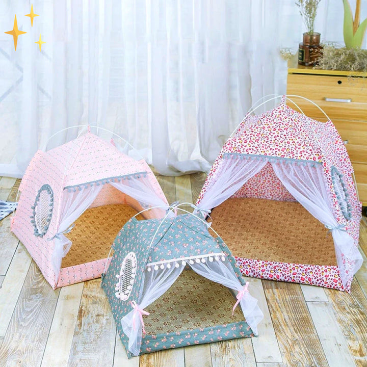 Tienda para mascotas con sombra y cortinas - PetTent
