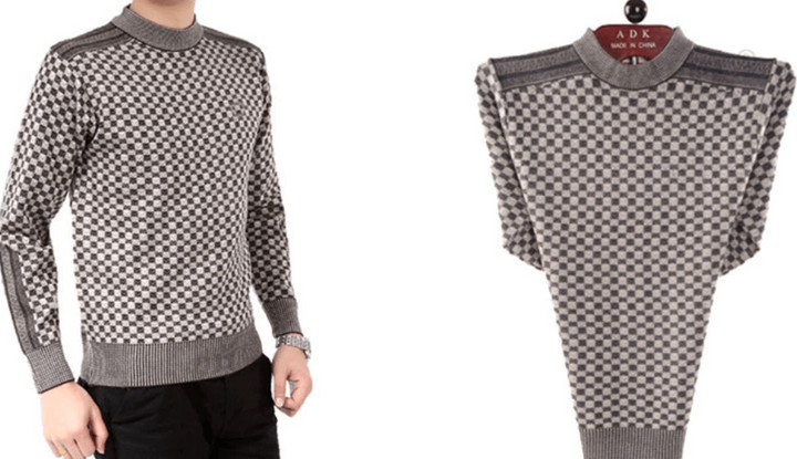 Men's Sweater with Checkered Knit Pattern – Fabian