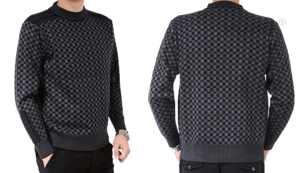 Men's Sweater with Checkered Knit Pattern – Fabian