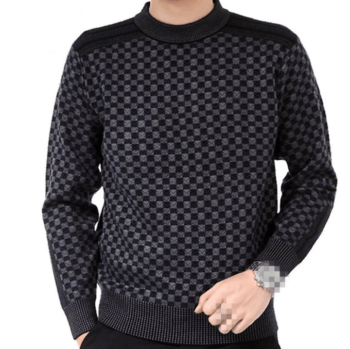 Men's Sweater with Checkered Knit Pattern – Fabian