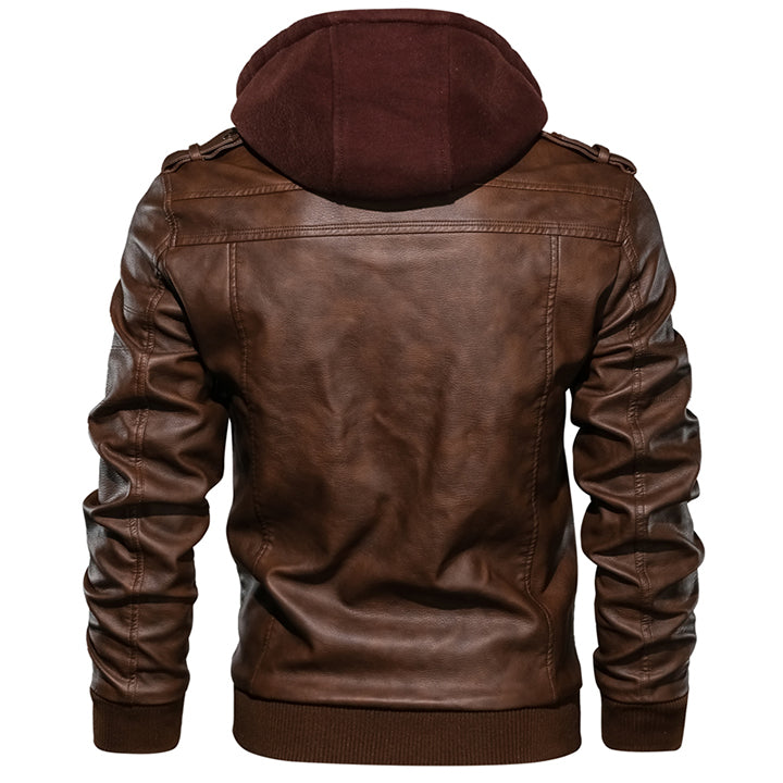 Herren Lederjacke mit abnehmbarer Kapuze – Ryder