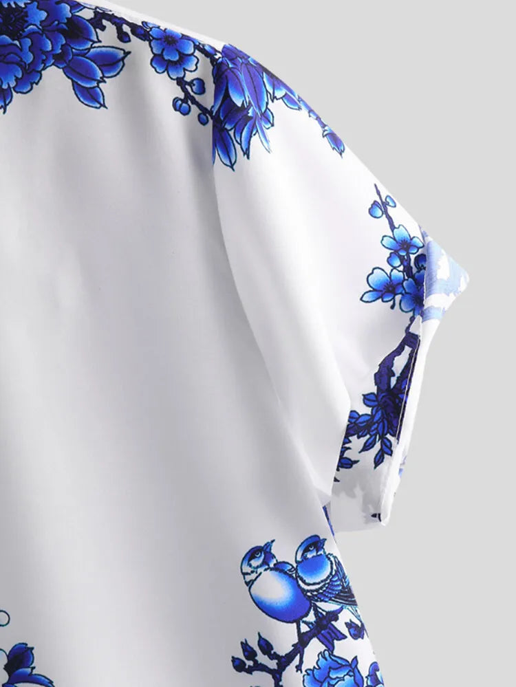 Blomstret sommer-skjorte med korte ærmer til herrer – Fabrizio