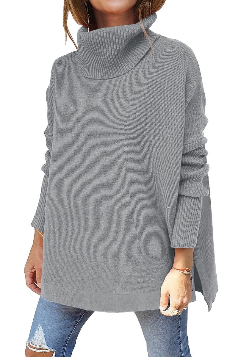 Warme locker sitzende Damenpullover mit Rollkragen - Amara
