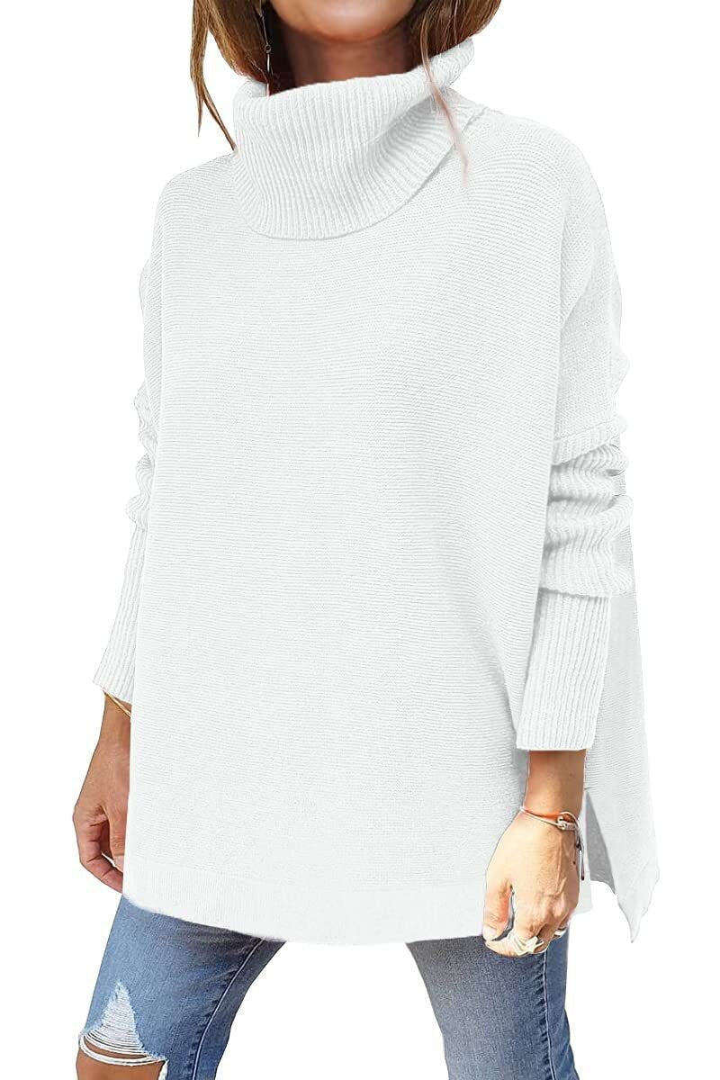 Warme locker sitzende Damenpullover mit Rollkragen - Amara