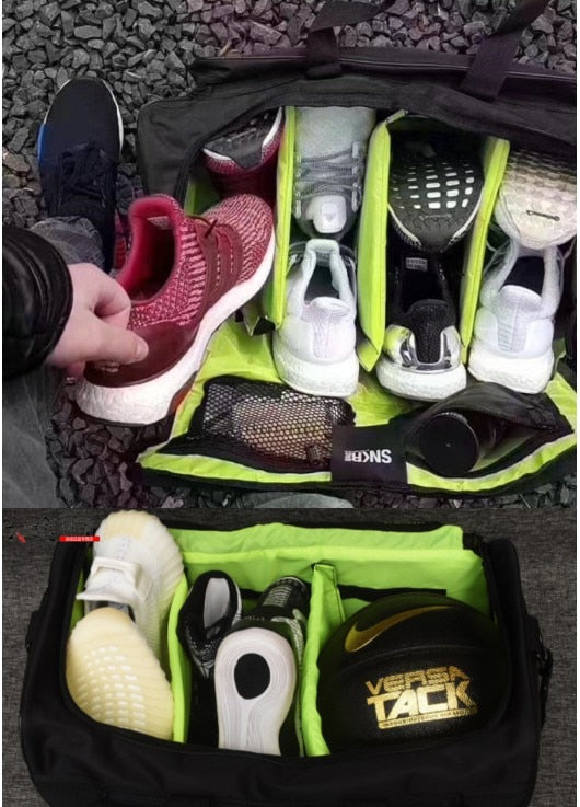 Bolsa de viaje impermeable con múltiples compartimentos para zapatillas y equipo