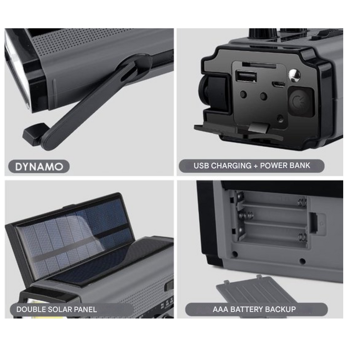 3-in-1 Emergency Radios with Dynamo, Solar Cells & Power Bank - SafeWave