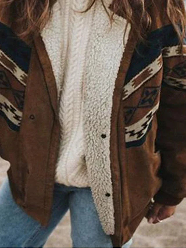 Warme Retro-Plüsch-Winterjacke – Daisy