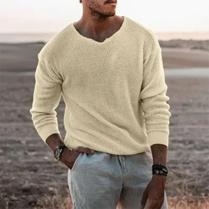 Warmer men's knitted sweater with long sleeves – Sigfried