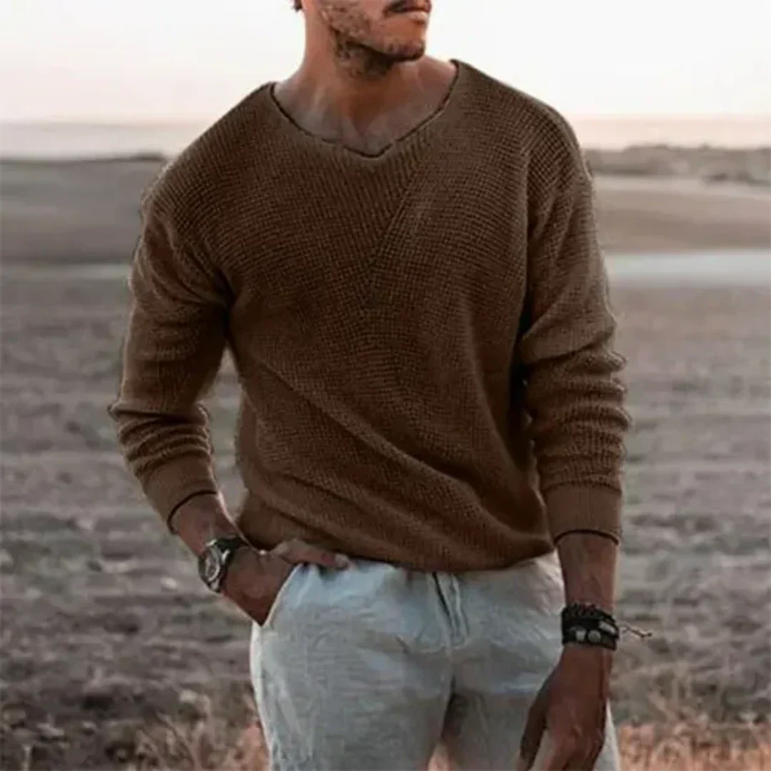 Warmer men's knitted sweater with long sleeves – Sigfried
