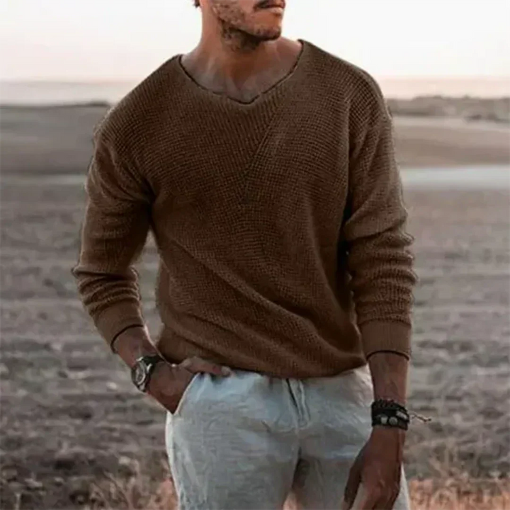 Warmer men's knitted sweater with long sleeves – Sigfried